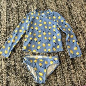 Carter's Blue Lemon Pattern Swimwear two piece long sleeve swim suit blue yellow